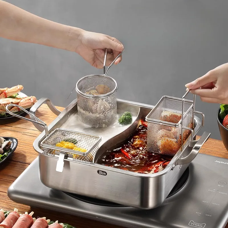 Home Cooking In French - فلتر مصفاة وعاء ساخن بخطاف ،