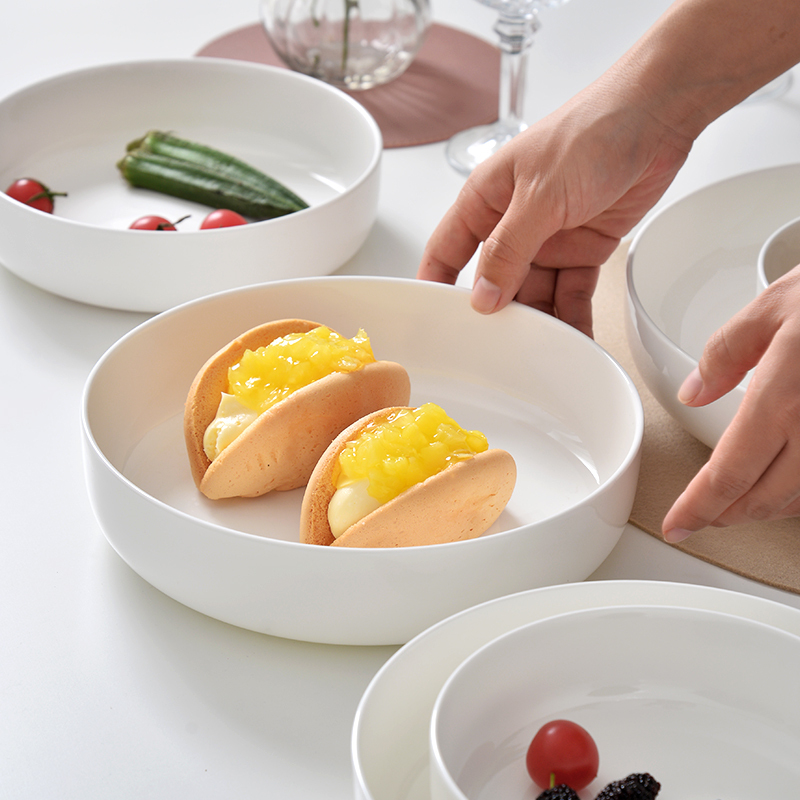 وعاء سلطة سيراميك أبيض عميق 8  - مراجعة Home Cooking Dishes وسعره