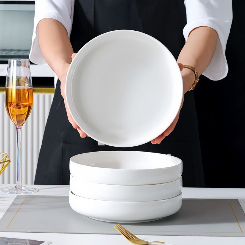 وعاء سلطة سيراميك أبيض عميق 8  - مراجعة Home Cooking Dishes وسعره